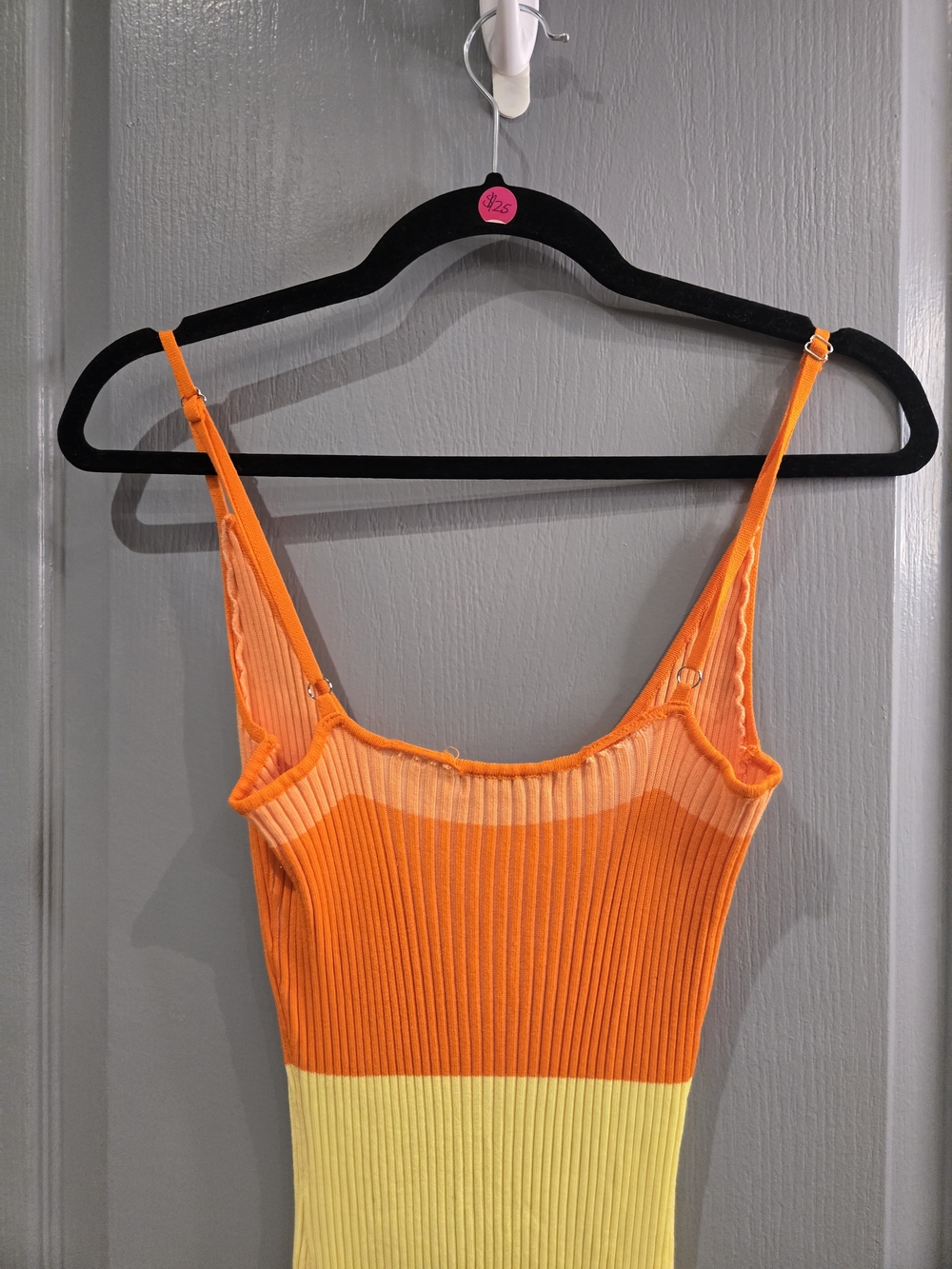 Colorblock Ribbed Knit Spaghetti Strap Dress - Picture 6 of 6